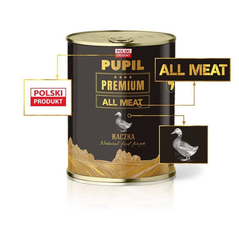 Karma mokra dla psa PUPIL Premium All Meat GOLD kaczka 800 g