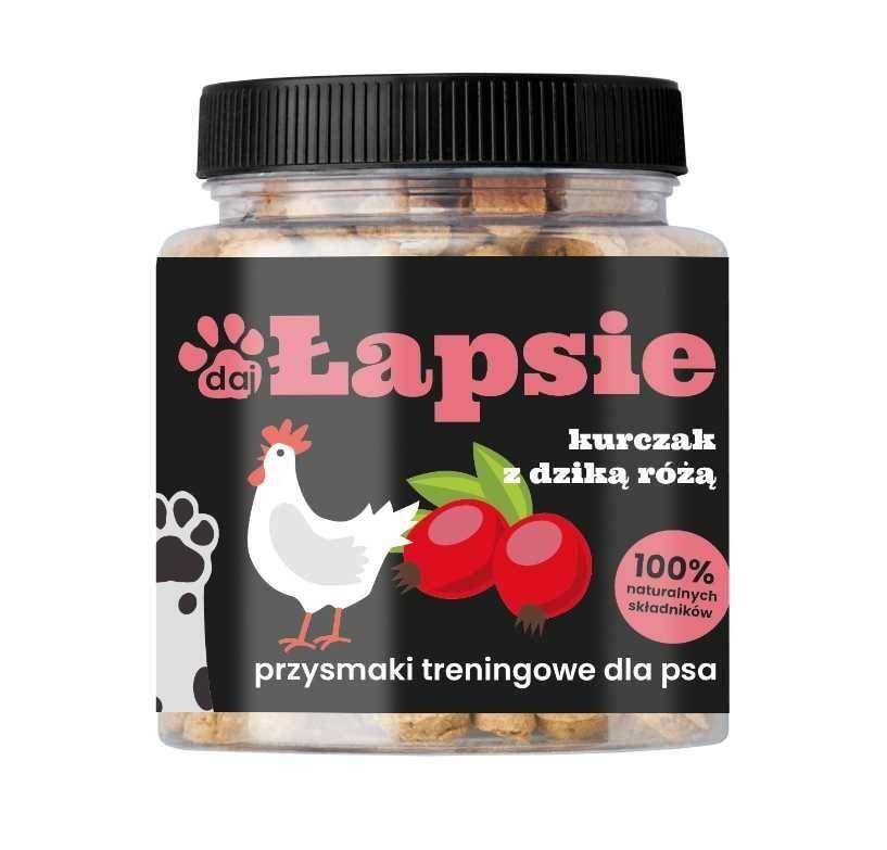 ŁAPSIE treserki dla Psa KURCZAK z DZIKĄ RÓŻĄ 300g