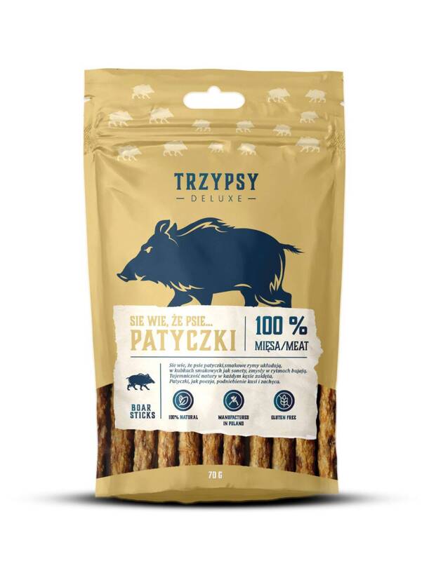 TRZYPSY delux PATYCZKI z DZIKA 100% mięsa 70g