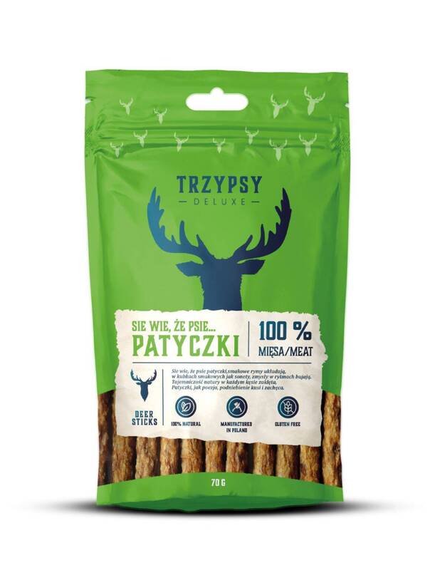 TRZYPSY delux PATYCZKI z JELENIA 100% mięsa 70g