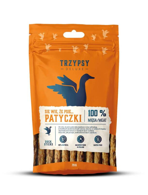 TRZYPSY delux PATYCZKI z KACZKI 100% mięsa 70g