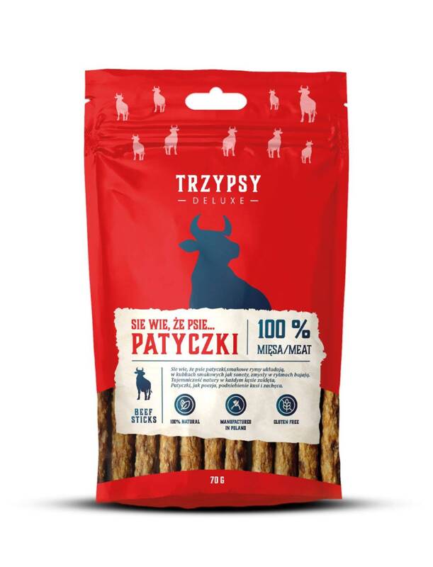 TRZYPSY delux PATYCZKI z WOŁOWINY 100% mięsa 70g